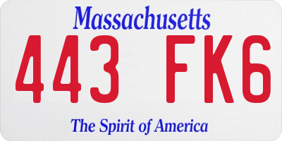 MA license plate 443FK6