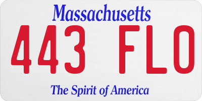 MA license plate 443FL0