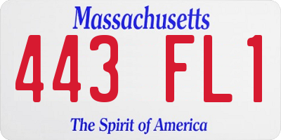 MA license plate 443FL1