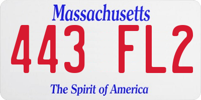 MA license plate 443FL2