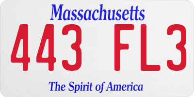 MA license plate 443FL3