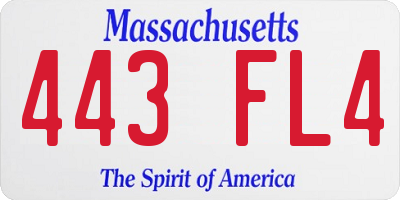 MA license plate 443FL4