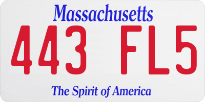 MA license plate 443FL5