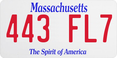 MA license plate 443FL7