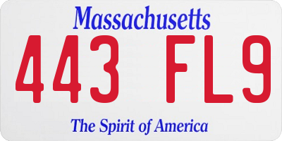 MA license plate 443FL9