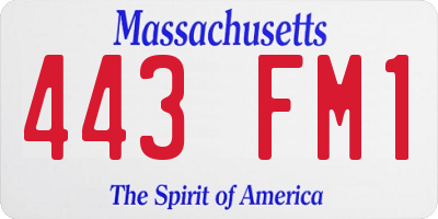 MA license plate 443FM1