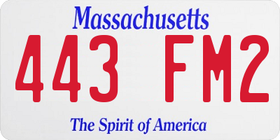 MA license plate 443FM2