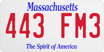 MA license plate 443FM3