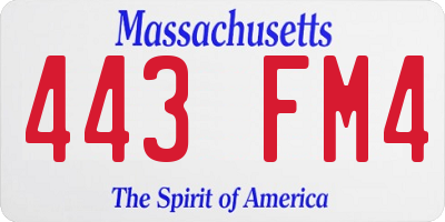 MA license plate 443FM4