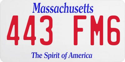 MA license plate 443FM6