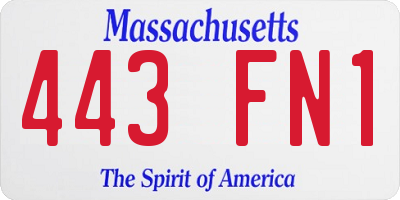 MA license plate 443FN1