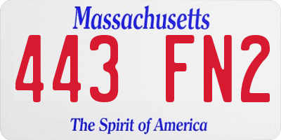 MA license plate 443FN2
