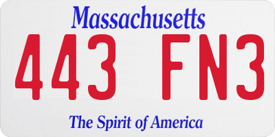 MA license plate 443FN3