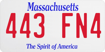 MA license plate 443FN4