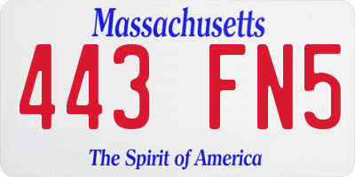 MA license plate 443FN5