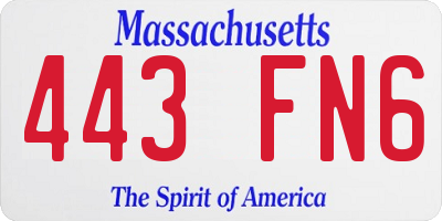 MA license plate 443FN6
