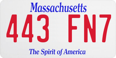MA license plate 443FN7