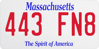 MA license plate 443FN8