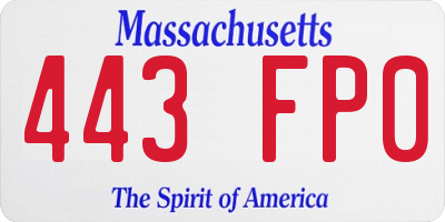MA license plate 443FP0