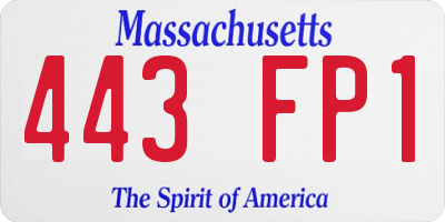 MA license plate 443FP1