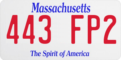 MA license plate 443FP2