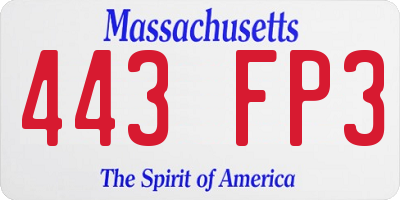MA license plate 443FP3