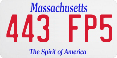 MA license plate 443FP5