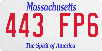 MA license plate 443FP6