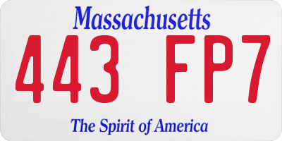 MA license plate 443FP7