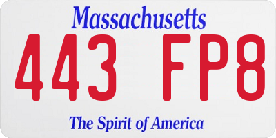 MA license plate 443FP8