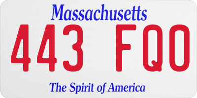 MA license plate 443FQ0