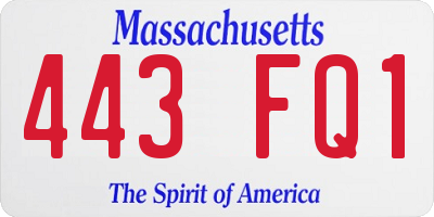 MA license plate 443FQ1