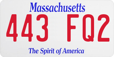 MA license plate 443FQ2