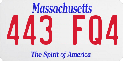 MA license plate 443FQ4