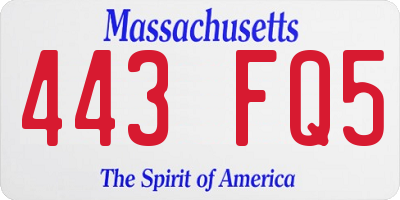 MA license plate 443FQ5