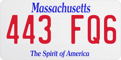 MA license plate 443FQ6