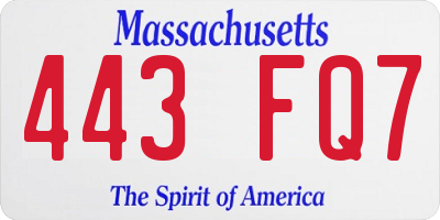 MA license plate 443FQ7