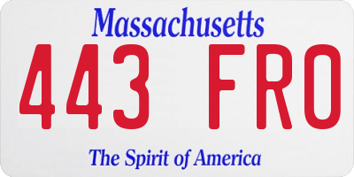 MA license plate 443FR0