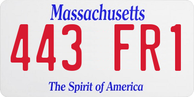 MA license plate 443FR1