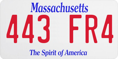 MA license plate 443FR4