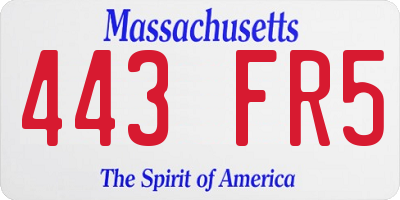 MA license plate 443FR5