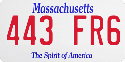 MA license plate 443FR6