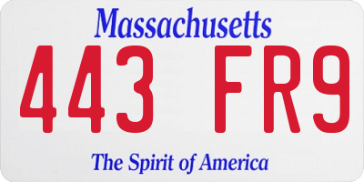 MA license plate 443FR9