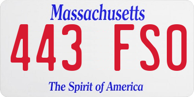 MA license plate 443FS0