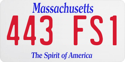 MA license plate 443FS1