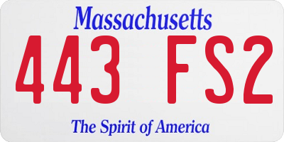 MA license plate 443FS2