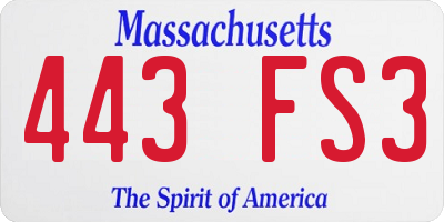 MA license plate 443FS3