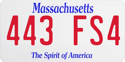 MA license plate 443FS4