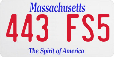 MA license plate 443FS5