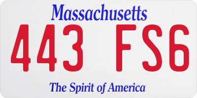 MA license plate 443FS6